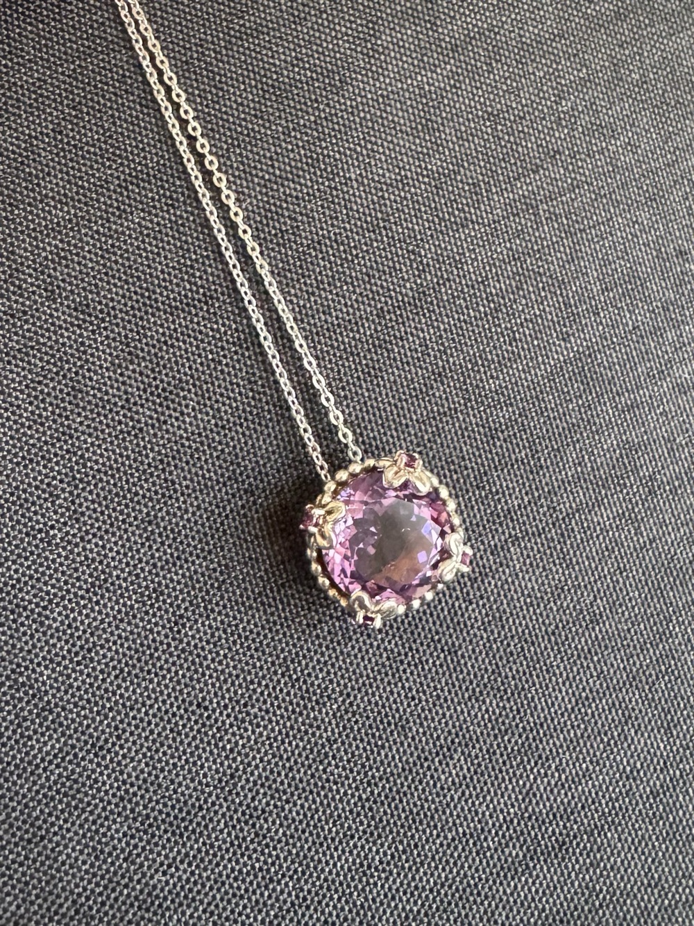 Diamonique 925 Sterling Silver Purple Gemstone Pendant Necklace 18"
